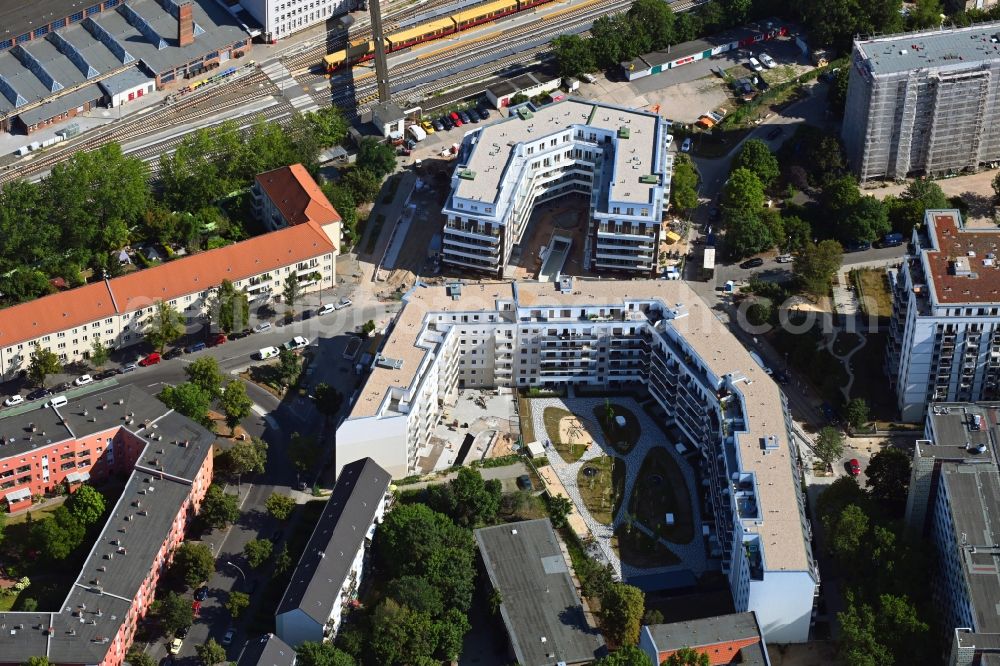 Aerial image Berlin - Residential construction site with multi-family housing development- on the Rosenfelder Ring corner Skandinavische Strasse in the district Lichtenberg in Berlin, Germany