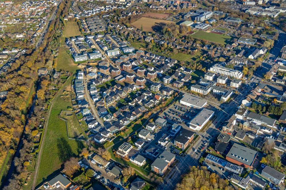 Aerial photograph Kamp-Lintfort - Residential construction site with multi-family housing development- on the Hardehausen-Strasse - Marienhave-Strasse - Walkenried-Strasse in the district Niersenbruch in Kamp-Lintfort in the state North Rhine-Westphalia, Germany