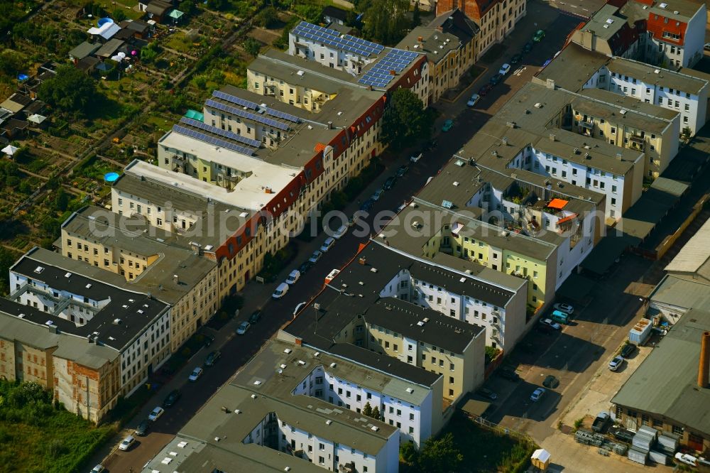 Magdeburg from above - Residential construction site with multi-family housing development- on the along the Wolfenbuetteler Strasse in the district Sudenburg in Magdeburg in the state Saxony-Anhalt, Germany