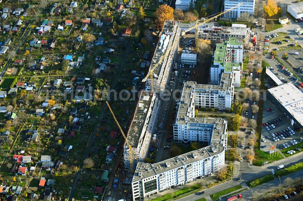 Aerial photograph Berlin - Residential construction site with multi-family housing development- on the on Prenzlauer Promenade in the district Heinersdorf in Berlin, Germany