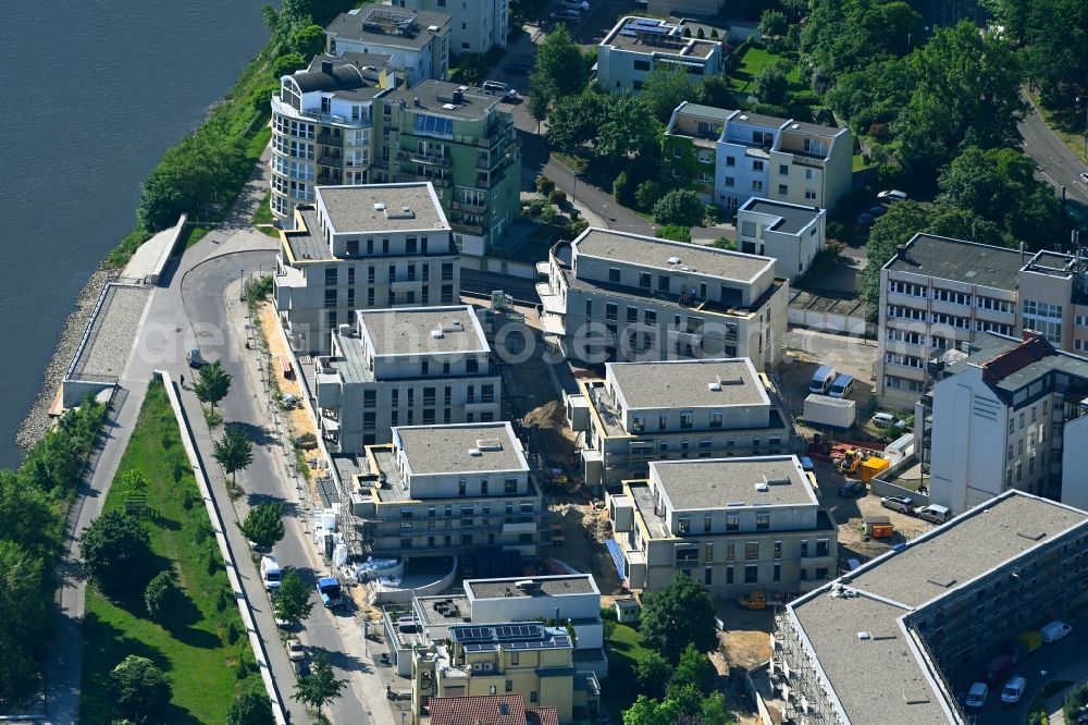 Aerial image Magdeburg - Residential construction site with multi-family housing development- on the Quartier on Elbe on street Elbstrasse in the district Buckau in Magdeburg in the state Saxony-Anhalt, Germany