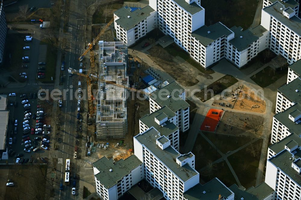 Berlin from above - Residential construction site with multi-family housing development- on the Ringstrasse in the prefabricated high-rise housing estate on Rathausstrasse in the district Mariendorf in Berlin, Germany