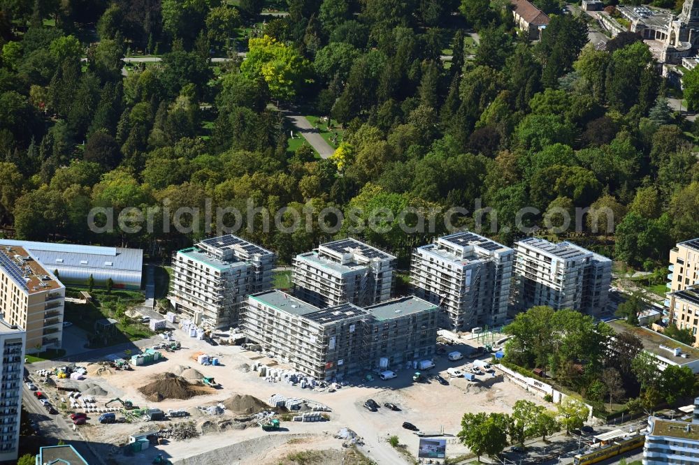 Aerial photograph Stuttgart - Residential construction site with multi-family housing development- Rosensteinquartier the along the Nordbahnhofstrasse - Otto-Umfried-Strasse in the district Am Pragfriedhof in Stuttgart in the state Baden-Wurttemberg, Germany