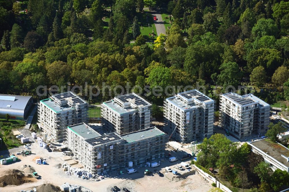 Stuttgart from above - Residential construction site with multi-family housing development- Rosensteinquartier the along the Nordbahnhofstrasse - Otto-Umfried-Strasse in the district Am Pragfriedhof in Stuttgart in the state Baden-Wurttemberg, Germany