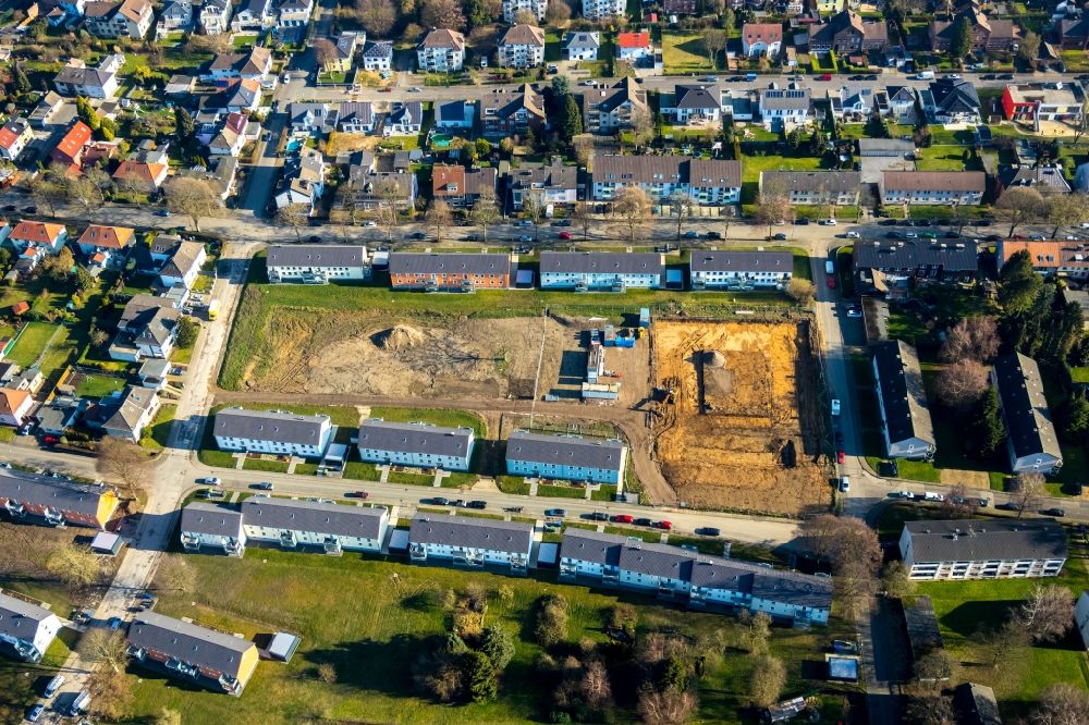 Aerial image Bochum - Residential construction site with multi-family housing development- on the on Rutgerweg - Im Noerenberger Feld in the district Werne in Bochum in the state North Rhine-Westphalia, Germany