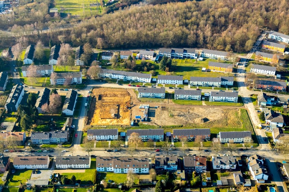 Aerial photograph Bochum - Residential construction site with multi-family housing development- on the on Rutgerweg - Im Noerenberger Feld in the district Werne in Bochum in the state North Rhine-Westphalia, Germany