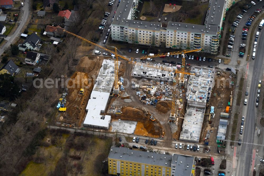 Aerial photograph Berlin - Residential construction site with multi-family housing development- on the Schwarzheider Strasse - Luis-Lewin-Strasse - Forster Strasse in the district Hellersdorf in Berlin, Germany