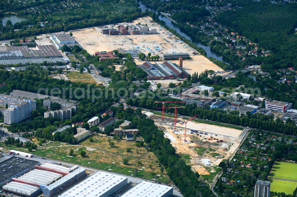 Berlin from above - Residential construction site with multi-family housing development- Seed on the Saatwinkler Damm in the district Siemensstadt in Berlin, Germany