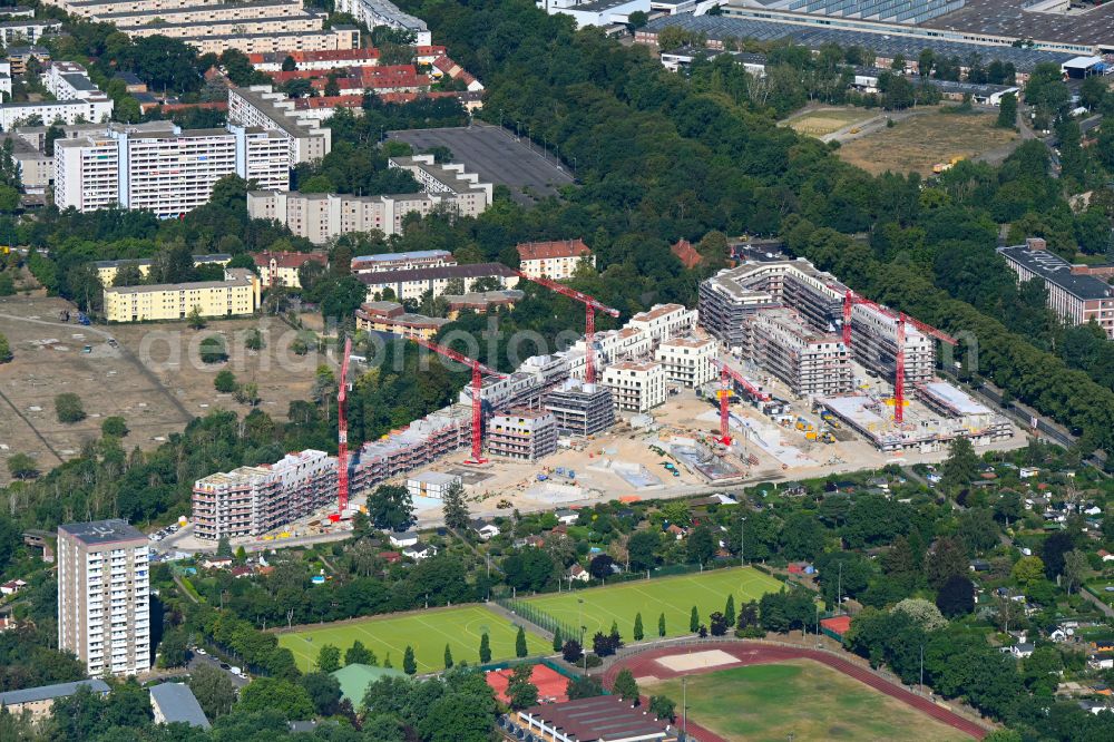 Aerial image Berlin - Residential construction site with multi-family housing development- Seed on the Saatwinkler Damm in the district Siemensstadt in Berlin, Germany