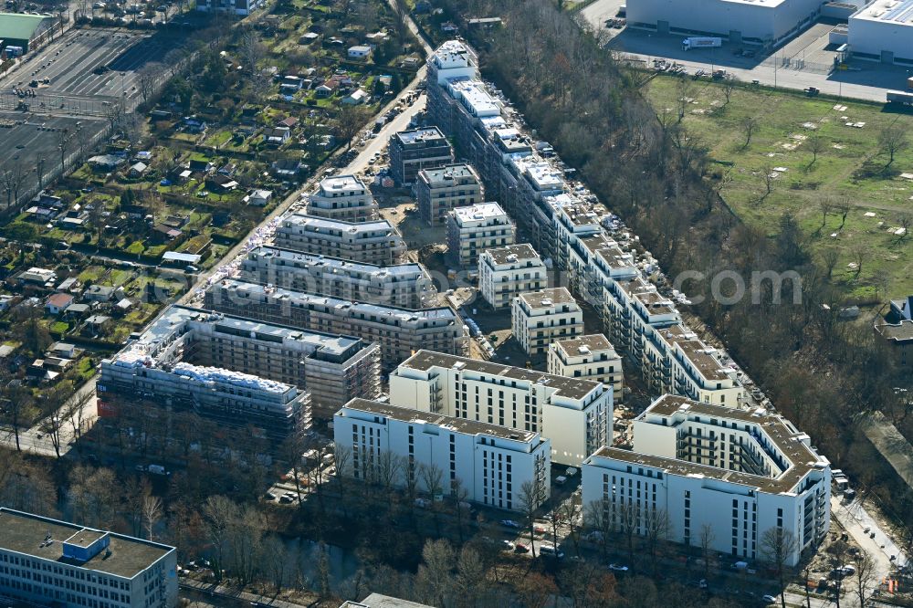Aerial photograph Berlin - Residential construction site with multi-family housing development- Seed on the Saatwinkler Damm in the district Siemensstadt in Berlin, Germany
