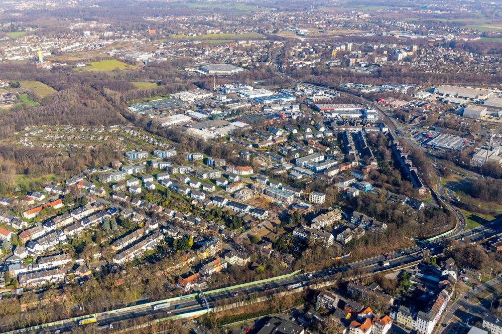 Aerial photograph Bochum - Residential construction site with multi-family housing development- on the Sorpestrasse - Ederstrasse in Bochum in the state North Rhine-Westphalia, Germany