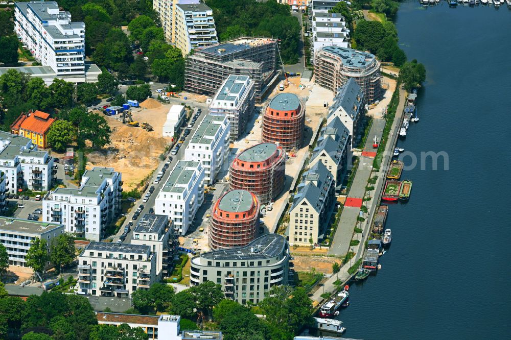 Berlin from above - Residential construction site with multi-family housing development - new building Speicherballett on Parkstrasse in the district of Spandau Hakenfelde in Berlin, Germany