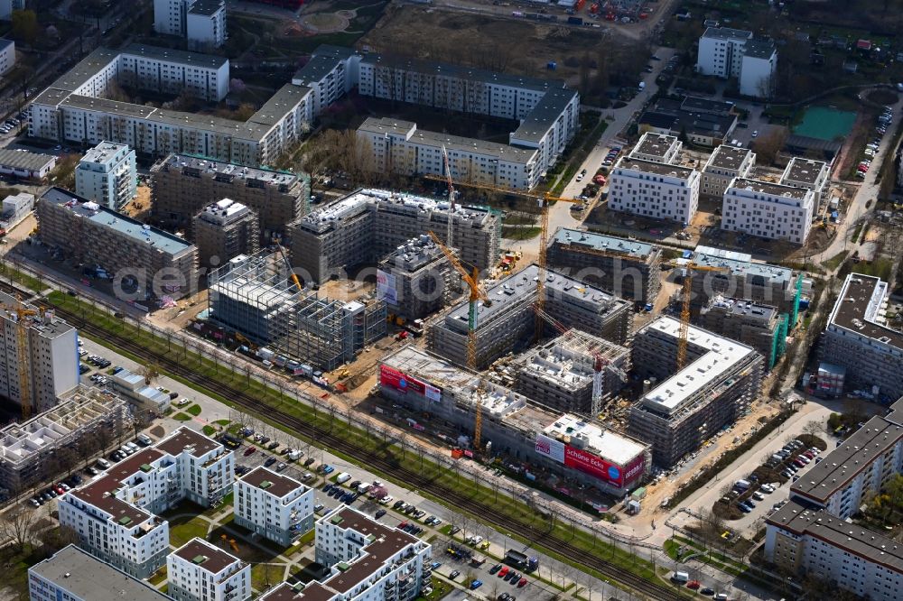 Aerial photograph Berlin - Residential construction site with multi-family housing development Stadtgut on Zossener Strasse corner Havellaender Ring in the district Hellersdorf in Berlin, Germany