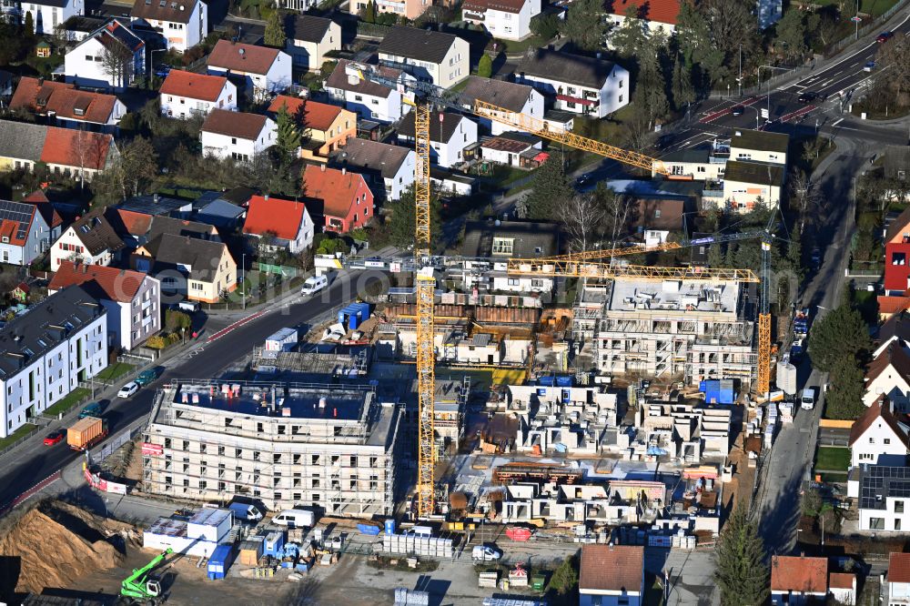 Neumarkt in der Oberpfalz from the bird's eye view: Residential construction site with multi-family housing development- Stadtquartier Milchhof on street Altdorfer Strasse - Milchhofstrasse - Carl-Zinn-Strasse in Neumarkt in der Oberpfalz in the state Bavaria, Germany