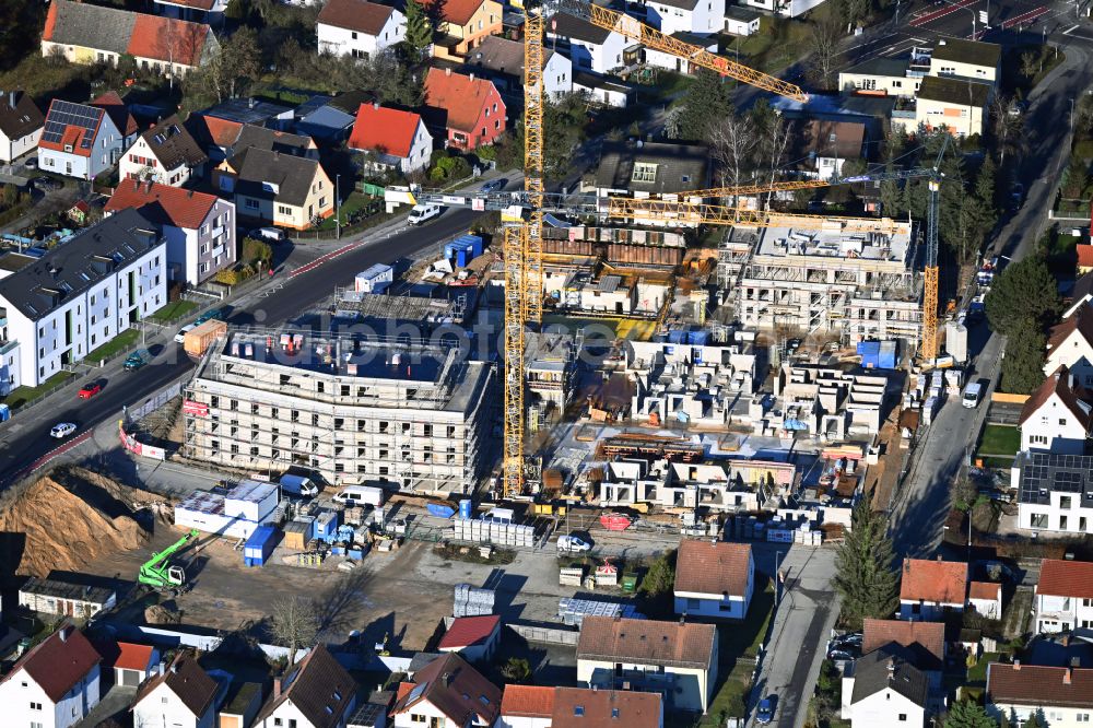 Aerial image Neumarkt in der Oberpfalz - Residential construction site with multi-family housing development- Stadtquartier Milchhof on street Altdorfer Strasse - Milchhofstrasse - Carl-Zinn-Strasse in Neumarkt in der Oberpfalz in the state Bavaria, Germany