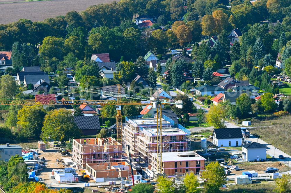 Aerial image Werneuchen - Residential construction site with multi-family housing development- on street Rotdornweg Ecke Weissdornweg in Werneuchen in the state Brandenburg, Germany