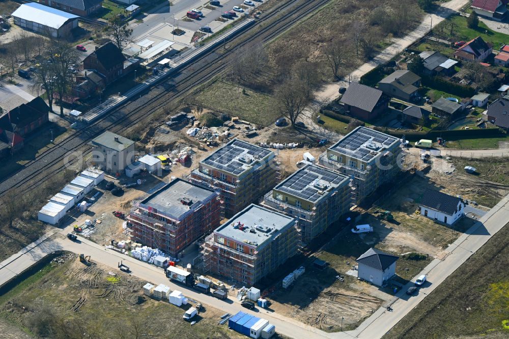 Aerial photograph Werneuchen - Residential construction site with multi-family housing development- on street Rotdornweg Ecke Weissdornweg in Werneuchen in the state Brandenburg, Germany