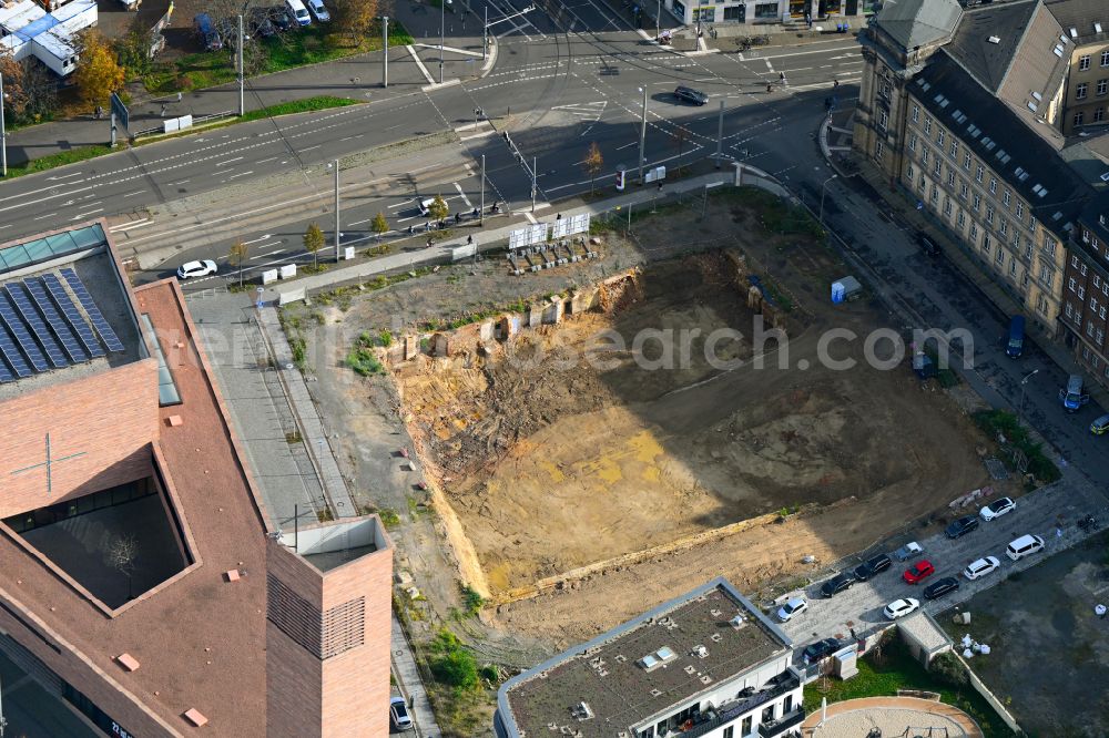 Aerial photograph Leipzig - Residential construction site with multi-family housing development- Nonnenmuehlgasse - Peterssteinweg on place Wilhelm-Leuschner-Platz in the district Zentrum-Sued in Leipzig in the state Saxony, Germany