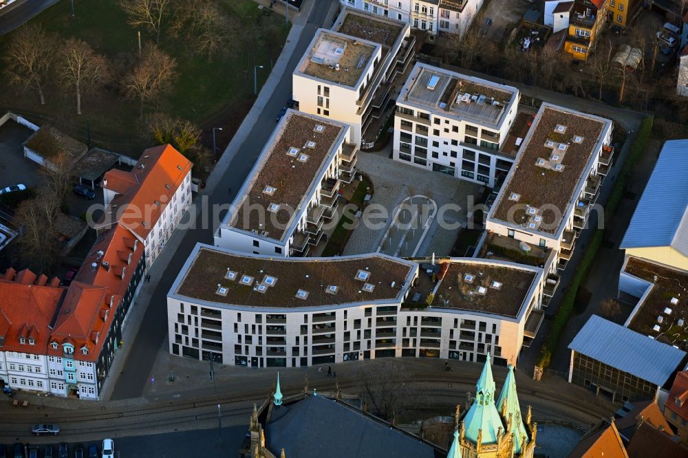 Aerial image Erfurt - Residential construction site with multi-family housing development- on Domstrasse - An den Graden in the district Zentrum in Erfurt in the state Thuringia, Germany