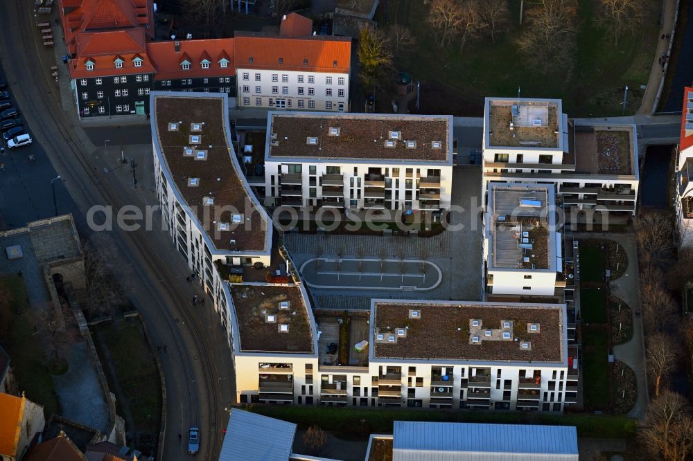 Erfurt from above - Residential construction site with multi-family housing development- on Domstrasse - An den Graden in the district Zentrum in Erfurt in the state Thuringia, Germany