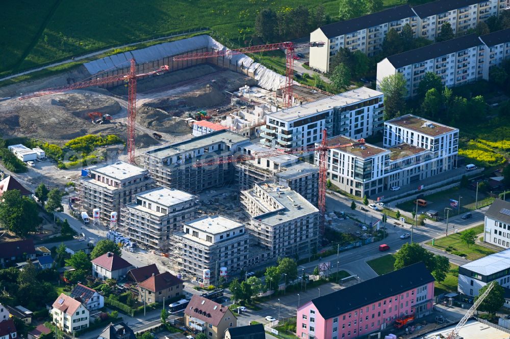 Jena from the bird's eye view: Residential construction site with multi-family housing development- Wohnen on Moenchsberg on street Maria-Pawlowna-Strasse in the district Zwaetzen in Jena in the state Thuringia, Germany