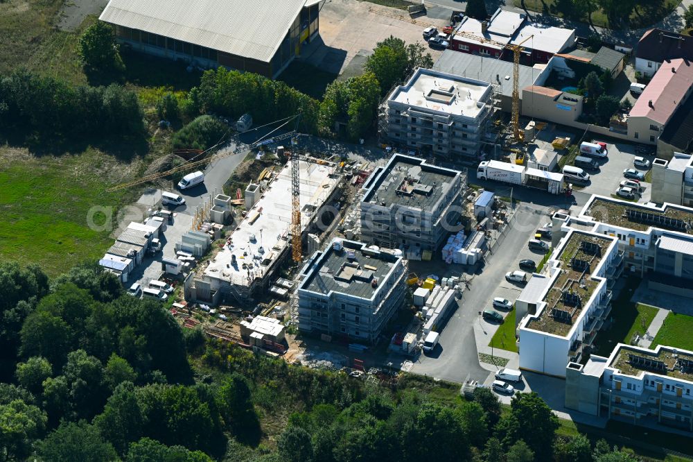 Aerial photograph Radeburg - Residential construction site with multi-family housing development- Am Hofwall in Radeburg in the state Saxony, Germany