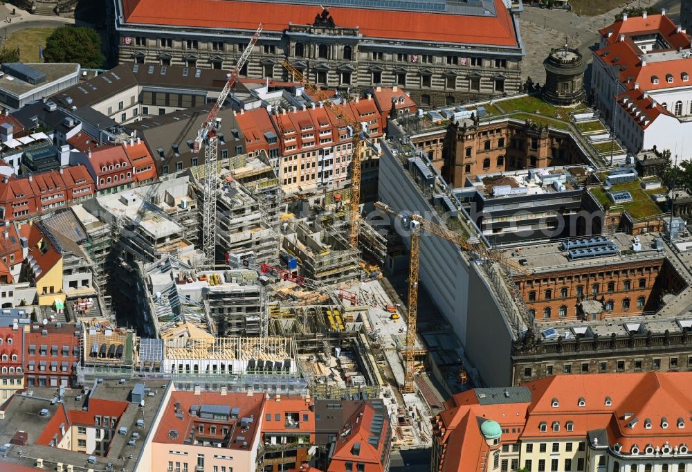 Aerial photograph Dresden - Construction site residential area Quartier Hoym in Dresden in the state of Saxony, Germany