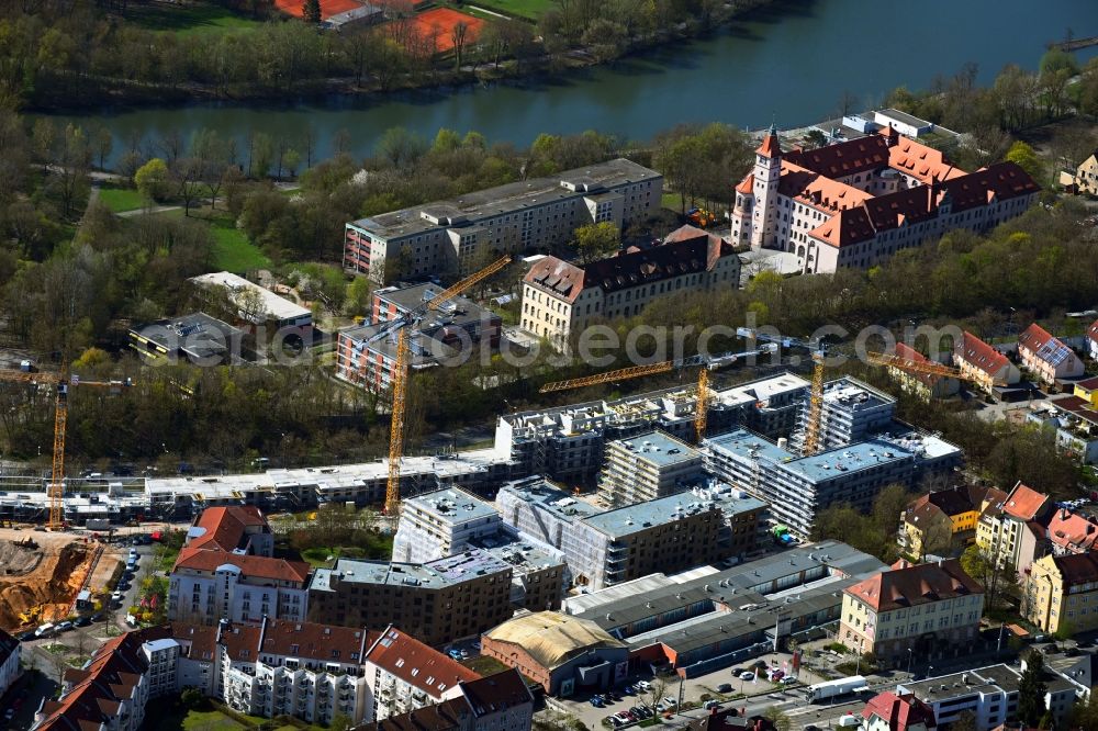 Aerial image Nürnberg - Residential construction site with multi-family housing development- on Europaplatz in the district Sankt Jobst in Nuremberg in the state Bavaria, Germany