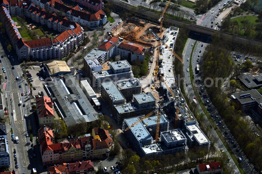 Aerial photograph Nürnberg - Residential construction site with multi-family housing development- on Europaplatz in the district Sankt Jobst in Nuremberg in the state Bavaria, Germany