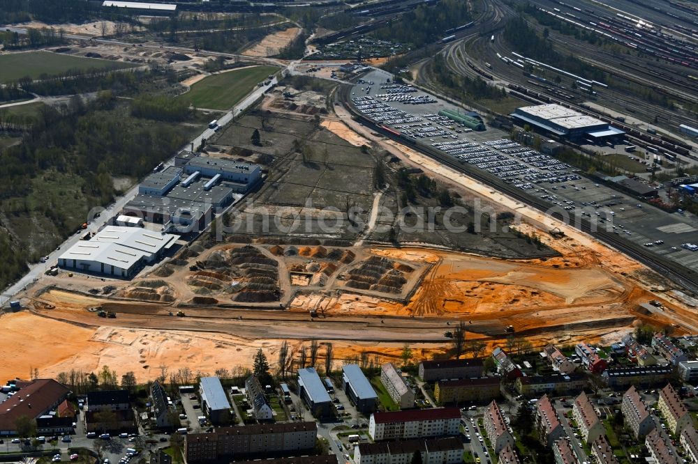 Nürnberg from above - Residential construction site with multi-family housing development Stadtquartier Lichtenreuth on Brunecker Strasse in the district Rangierbahnhof in Nuremberg in the state Bavaria, Germany
