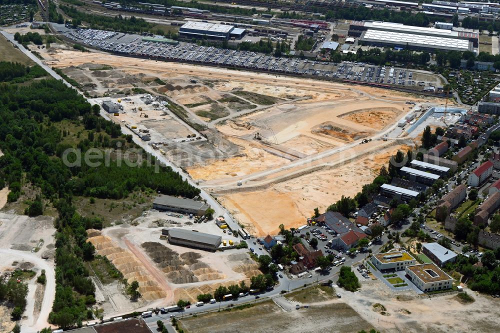 Aerial image Nürnberg - Residential construction site with multi-family housing development Stadtquartier Lichtenreuth on Brunecker Strasse in the district Rangierbahnhof in Nuremberg in the state Bavaria, Germany