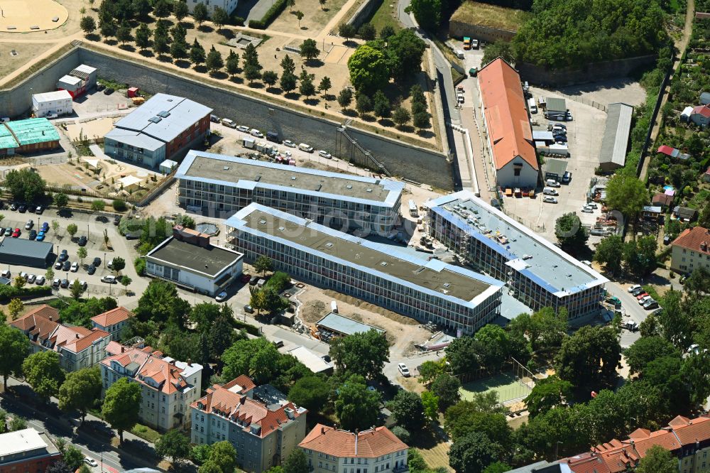 Aerial image Erfurt - Construction site for the Collegiate housing project Andreas Gardens on Petersberg on Petersberg in the district of Altstadt in Erfurt in the state Thuringia, Germany