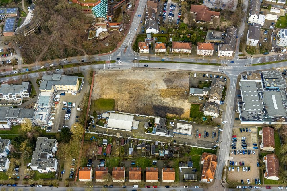 Aerial image Gladbeck - Construction site to demolish the disused building complex on Wilhelmstrasse in Gladbeck in the state North Rhine-Westphalia, Germany