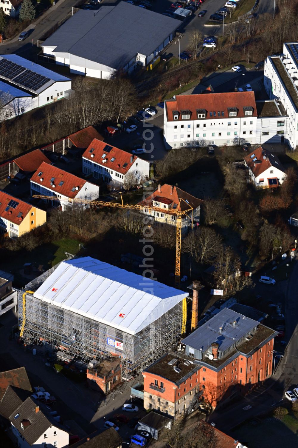 Bayreuth from above - Construction site for the expansion of the new open-air restaurant Restaurant to the Sudpfanne on street Oberkonnersreuther Strasse in the district Oberkonnersreuth in Bayreuth in the state Bavaria, Germany