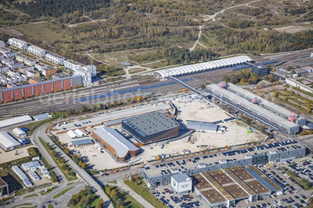 Aerial image München - Construction site for the new building of APASSIONATA World GmbH in the district Froettmaning in Munich in the state Bavaria