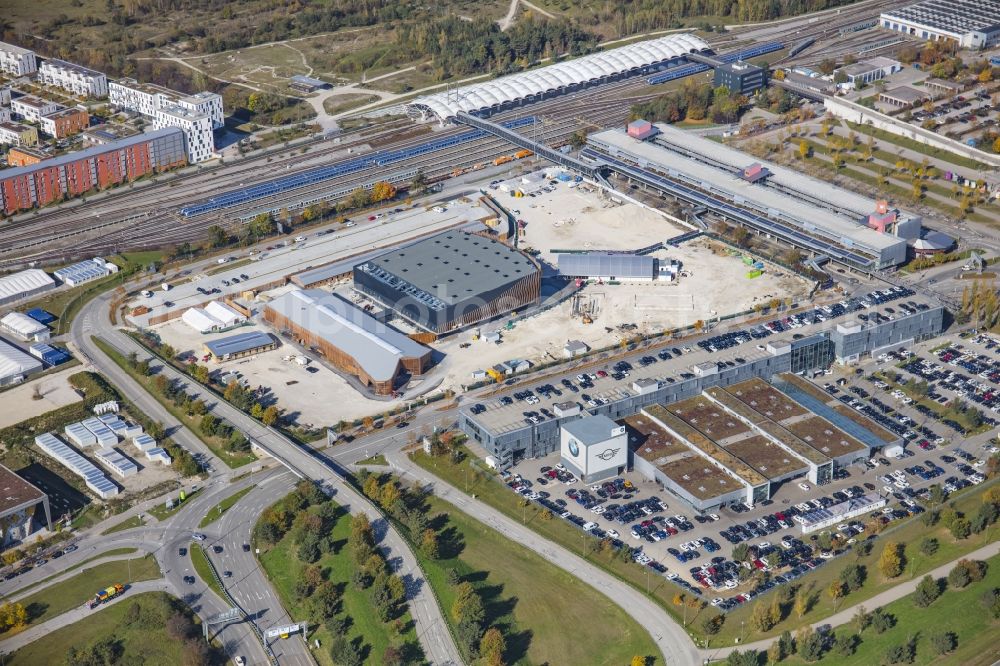 Aerial photograph München - Construction site for the new building of APASSIONATA World GmbH in the district Froettmaning in Munich in the state Bavaria