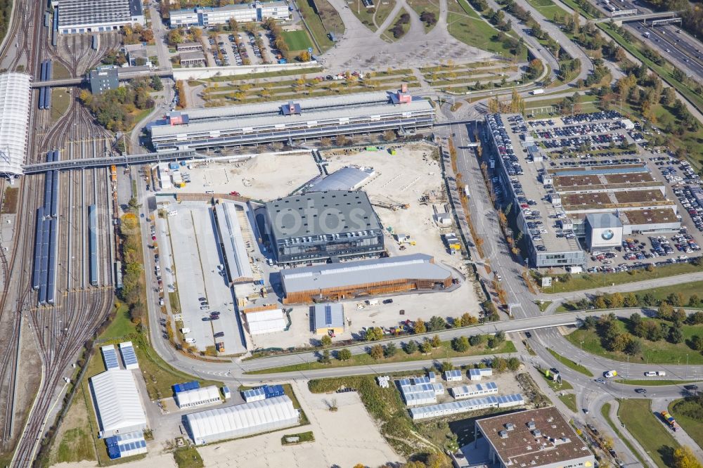 Aerial image München - Construction site for the new building of APASSIONATA World GmbH in the district Froettmaning in Munich in the state Bavaria