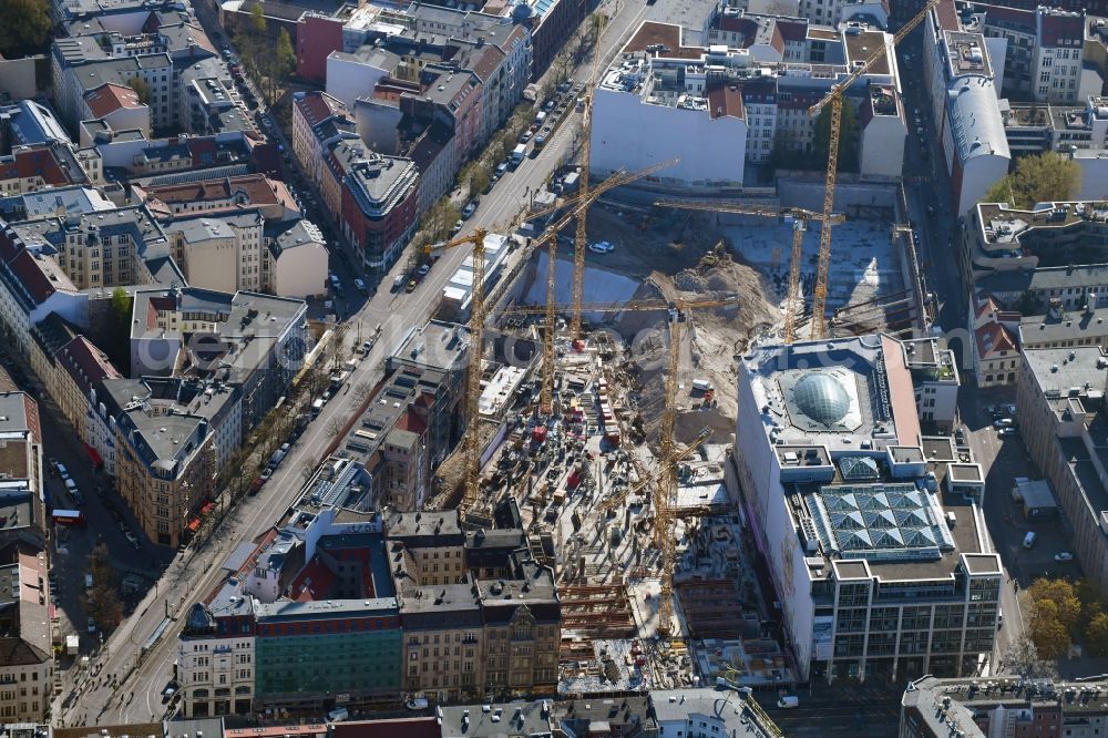 Aerial image Berlin - Construction site for the new building Areal on Tacheles on Oranienburger Strasse in the district Mitte in Berlin, Germany