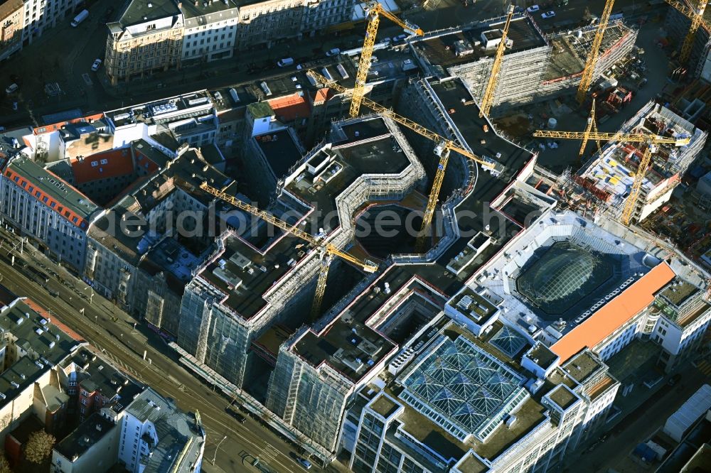 Berlin from above - Construction site for the new building Areal on Tacheles on Oranienburger Strasse in the district Mitte in Berlin, Germany