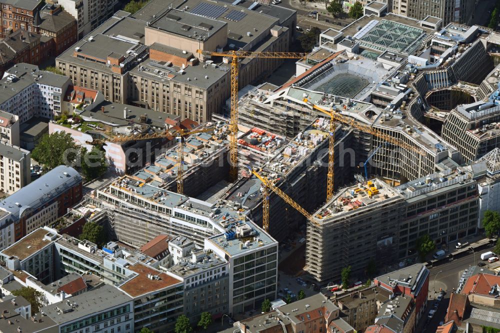 Berlin from the bird's eye view: Construction site for the new building Areal on Tacheles on Oranienburger Strasse in the district Mitte in Berlin, Germany
