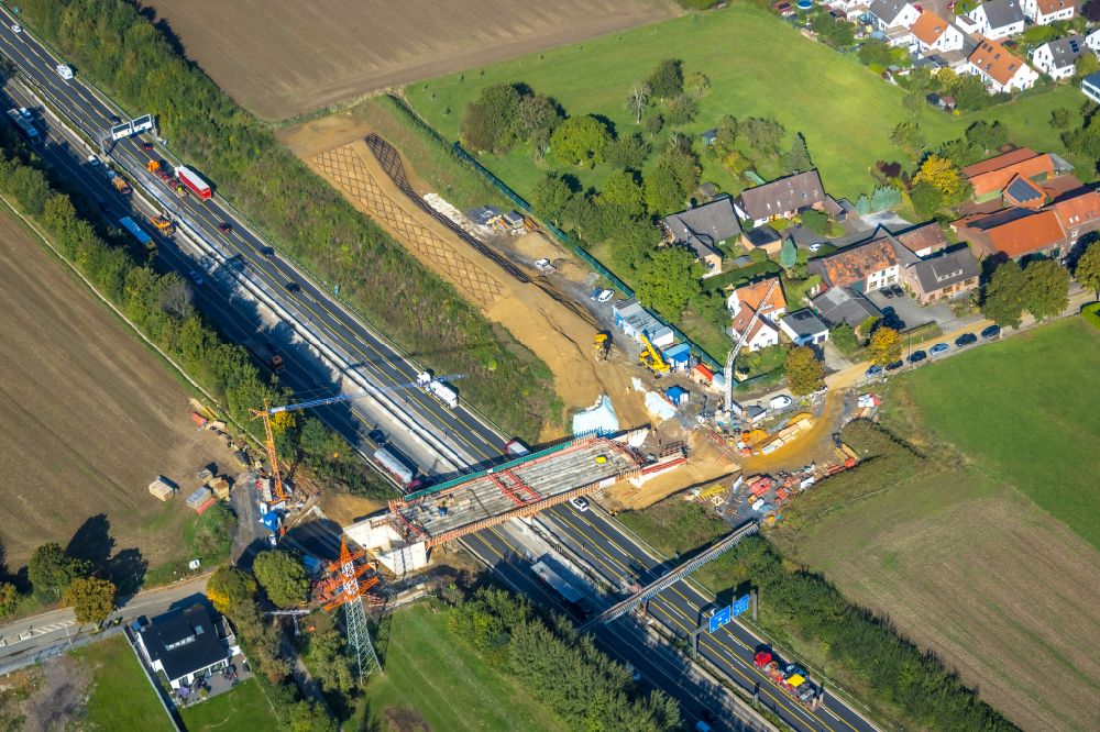 Aerial image Unna - New construction of the motorway route A44 Hertinger Strasse in the district Hemmerde in Unna at Ruhrgebiet in the state North Rhine-Westphalia, Germany