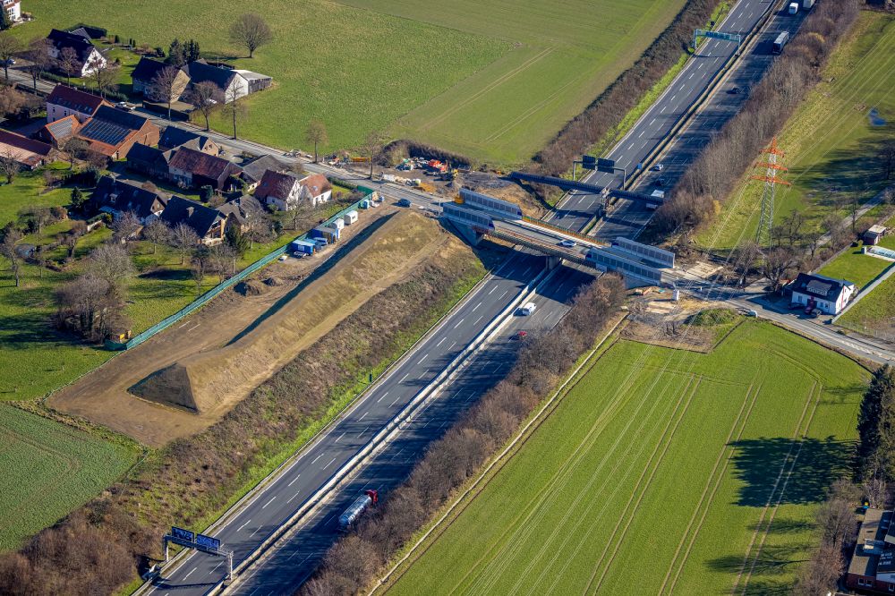 Aerial image Unna - New construction of the motorway route A44 Hertinger Strasse in the district Hemmerde in Unna at Ruhrgebiet in the state North Rhine-Westphalia, Germany
