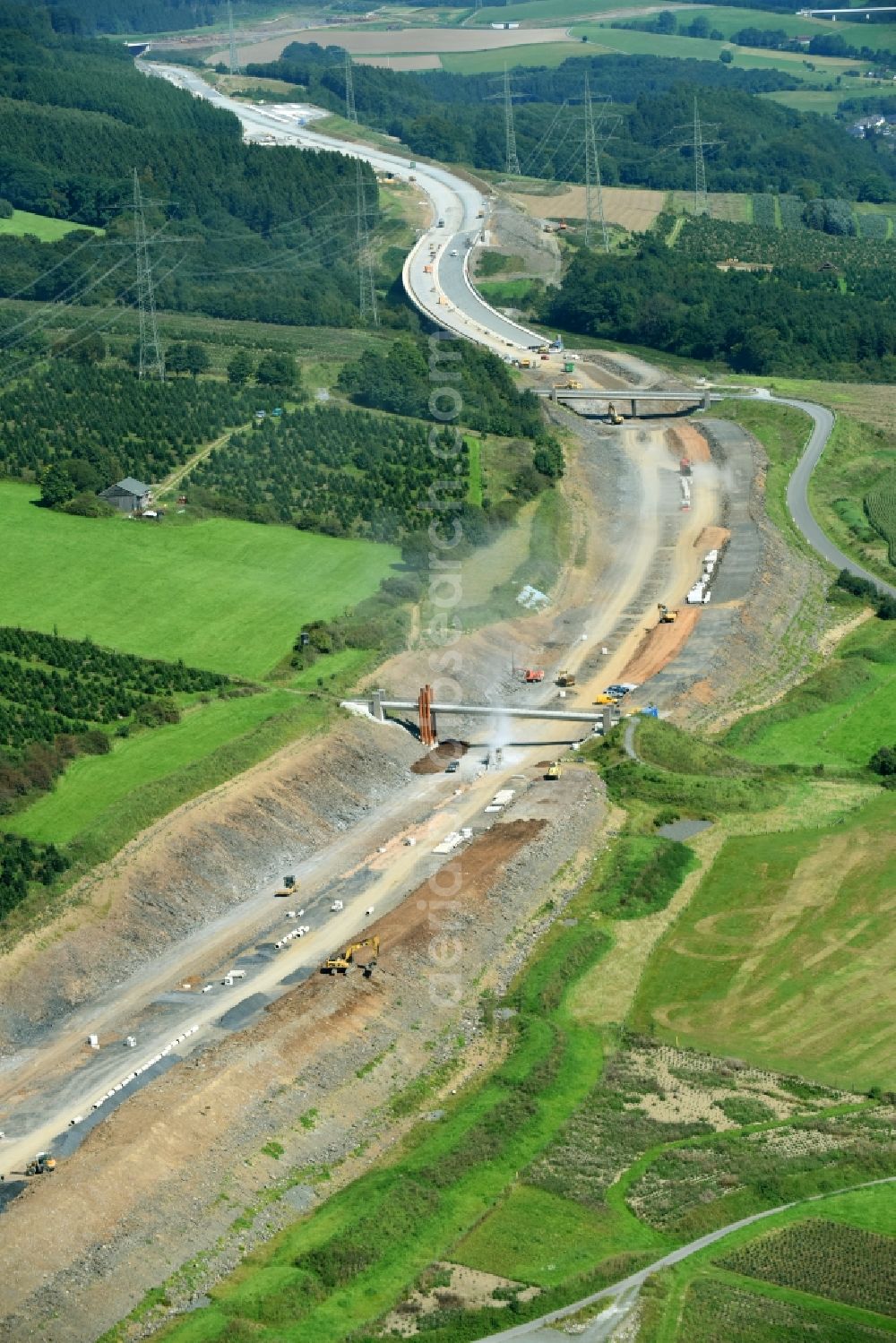 Aerial photograph Velmede - New construction of the Highway - motorway bridge of the A 46 in Velmede in the state North Rhine-Westphalia, Germany