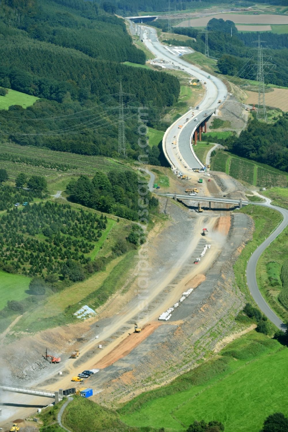 Aerial image Velmede - New construction of the Highway - motorway bridge of the A 46 in Velmede in the state North Rhine-Westphalia, Germany