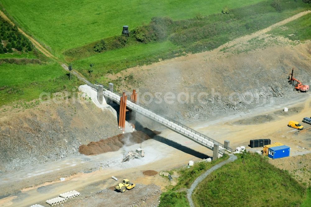 Velmede from above - New construction of the Highway - motorway bridge of the A 46 in Velmede in the state North Rhine-Westphalia, Germany