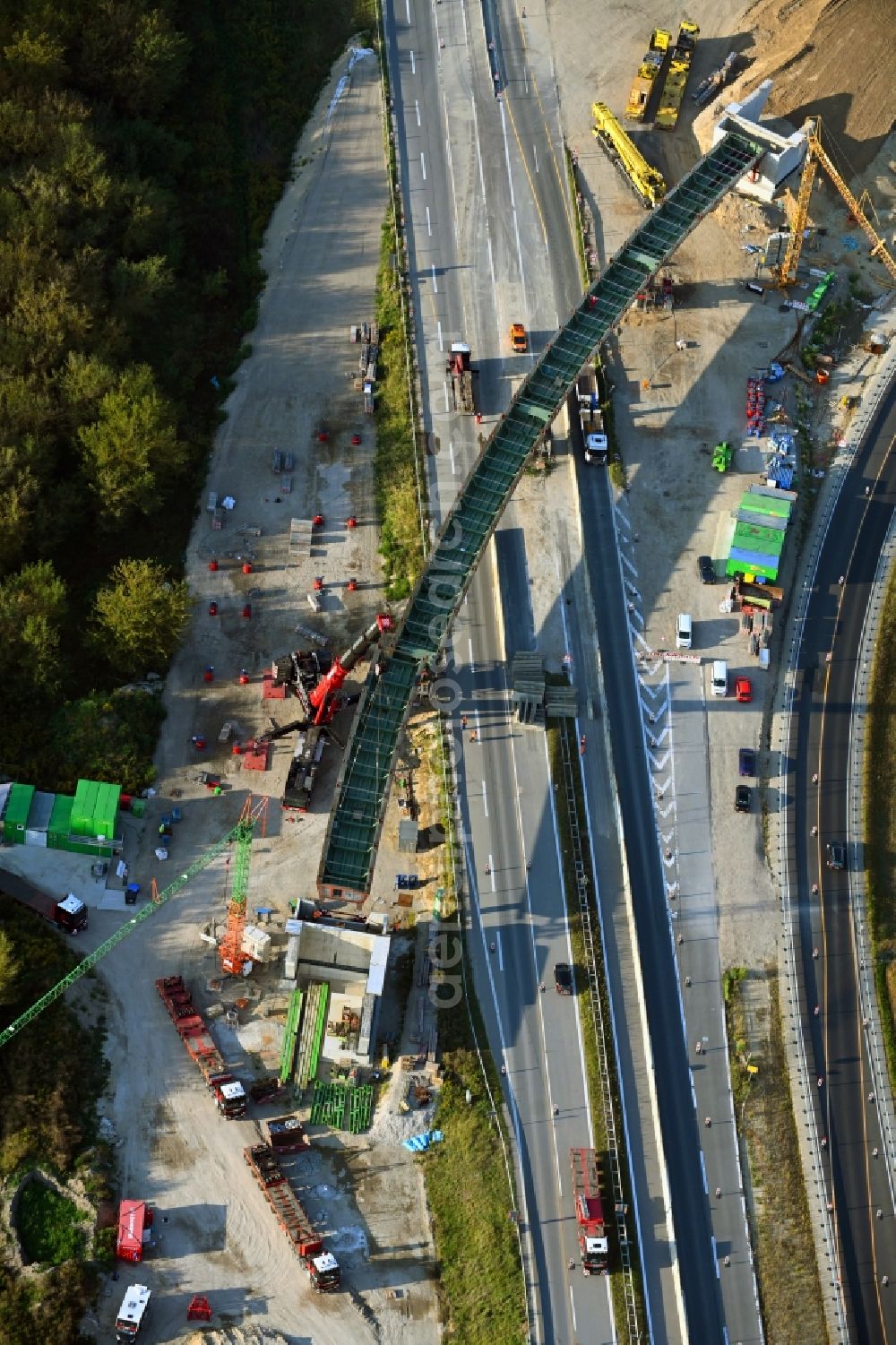 Schönerlinde from above - New construction of the motorway route BAB A114 on Dreick Pankow in Schoenerlinde in the state Brandenburg, Germany