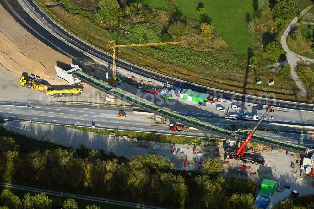 Aerial image Schönerlinde - New construction of the motorway route BAB A114 on Dreick Pankow in Schoenerlinde in the state Brandenburg, Germany