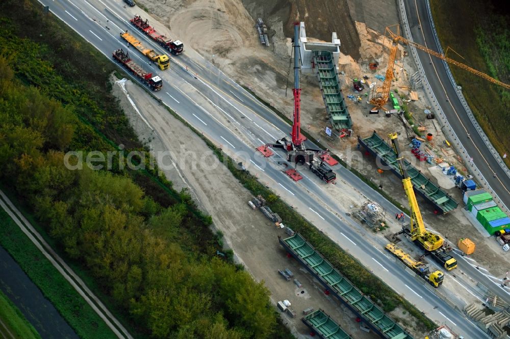 Schönerlinde from the bird's eye view: New construction of the motorway route BAB A114 on Dreick Pankow in Schoenerlinde in the state Brandenburg, Germany
