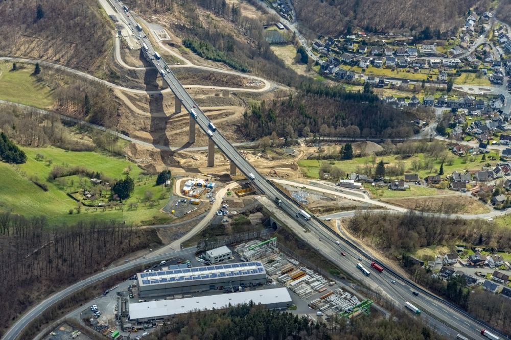 Aerial image Eisern - New construction of the motorway route BAB A45 in Eisern in the state North Rhine-Westphalia, Germany