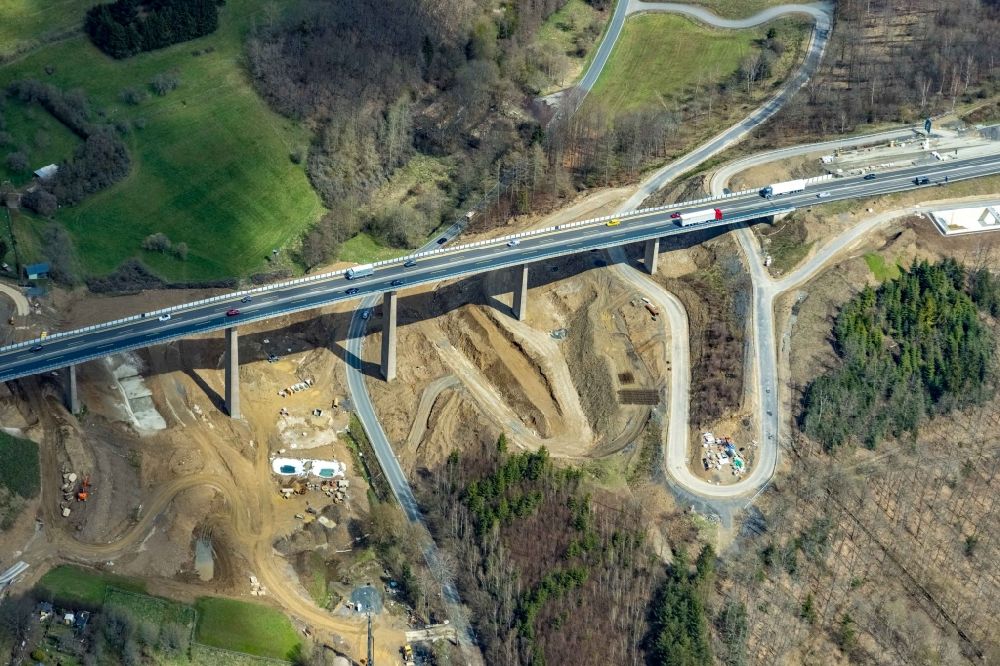 Aerial image Eisern - New construction of the motorway route BAB A45 in Eisern in the state North Rhine-Westphalia, Germany